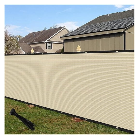 4'x66' Privacy Fence Screen Windscreen with Copper Grommets, Fit for Fence and Residential Garden Outdoor 90% UV Blockage, Cable Zip Ties Included (Beige)