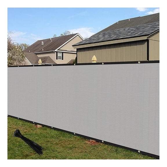 4'x76' Privacy Fence Screen Windscreen with Copper Grommets, Fit for Fence and Residential Garden Outdoor 90% UV Blockage, Cable Zip Ties Included (Gray)