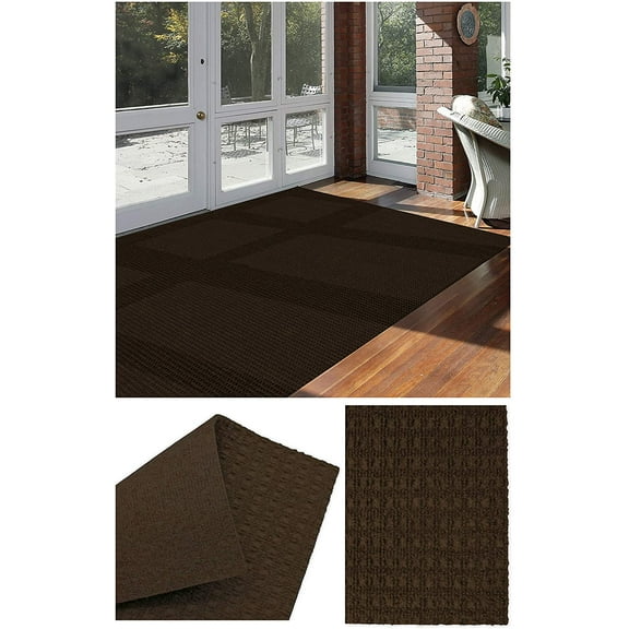 4'x8' Soft and Durable Interlace Indoor - Outdoor Area Rugs Lightweight and Flexible for Easy Cleaning and Transport (Color: Mocha)