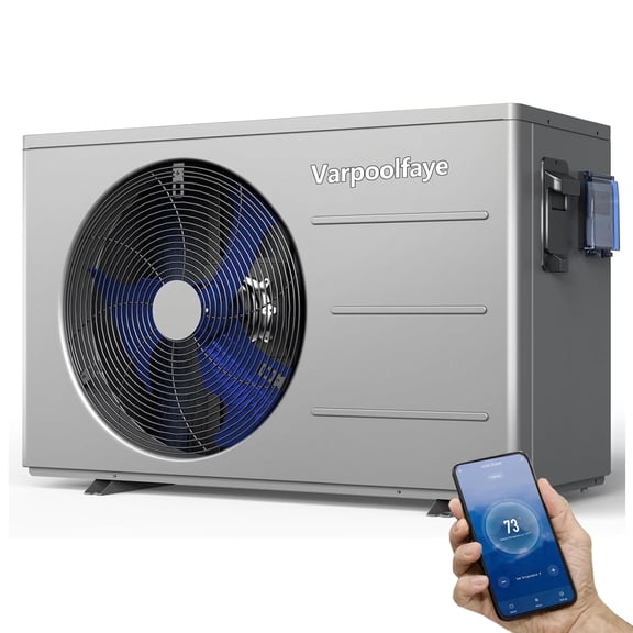 40,000 BTU Air-Source Tech Swimming Pool Heat Pump, Electric Pool Heater for Inground Pools, Energy Efficient Save 45%, WiFi Control, Heating for 12000 Gallon