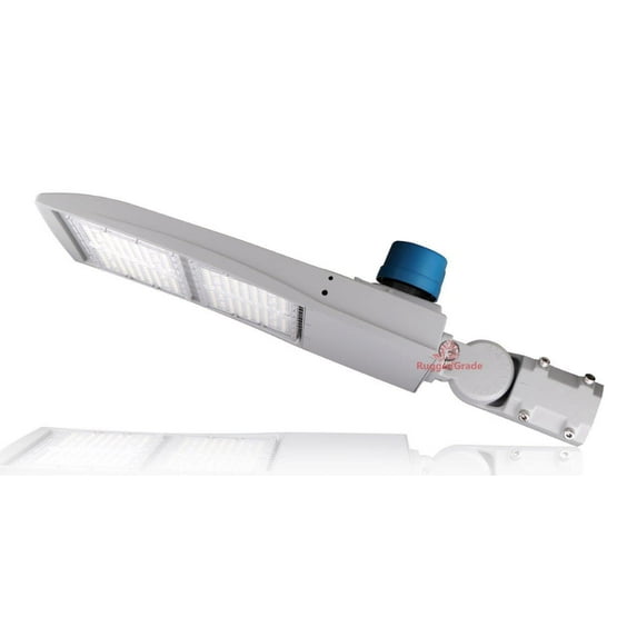 40,000 Lumen - 300 watt NextGen II LED Shoebox Lights - Dimmable - With Photocell - SLIP FIT Mount - 10KV Surge - White Housing