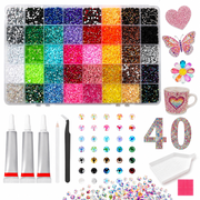 40,000 Pieces Bedazzling Kit, 40 Colors 3mm Jelly AB Resin Rhinestones with 4 B7000 Glues & Complete DIY Tool Kit for Tumblers, Nails, Shoes, Phone Cases & Crafts