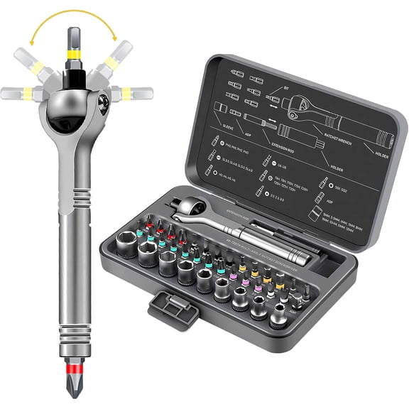 40 in 1 Ratchet Screwdriver Set, 60-Tooth Magnetic Ratchet Screw Driver Set with 180 Rotating Ratchet Head, Portable Ratcheting Screwdriver Set for DIY Project, Home Repair & Furniture
