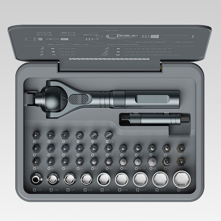 40 in 1 Ratchet Screwdriver Set with Detachable Handle, 180° Ratchet Head, 45-Tooth Mechanism, Magnetic Tool Kit with Case for Computer, Electronics Repair