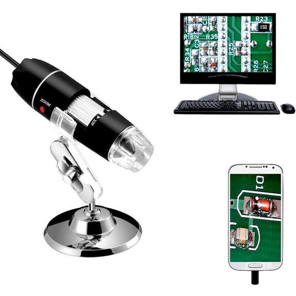 40 to 1000x Magnification Endoscope, 8 LED USB 2.0 Digital Microscope, Mini Camera with OTG Adapter Metal Stand, Compatible with Mac Windows 7 8 10 11 Android Linux Chrome Not for iPhone/iPad