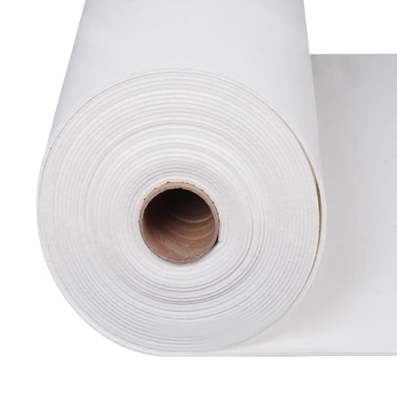 40" x 118" White aluminum silicate ceramic fiber paper; self-adhesive, heat-insulating, fire-resistant, and flame-retardant.