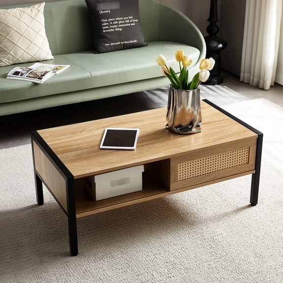 40.16" Rectangle Natural Rattan - Storage - Friendly - Home and Office - Exquisite Appearance