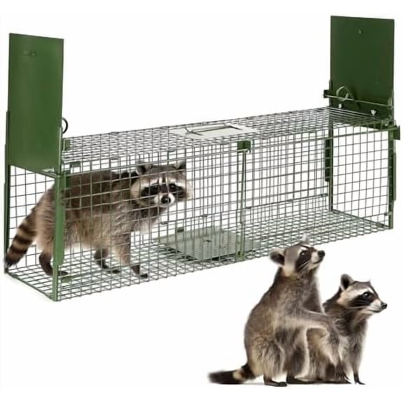 40 2 Door Live Animal Trap, Easy Set and Release Animal Trap, Live Animal Trap Cage for catching Stray Cats, Raccoons, Squirrels, Rabbits, Moles, Groundhogs, Armadillos up to 17.6 lbs