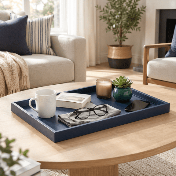 40 * 20 Inch Rectangular Ottoman Tray | Textured Pu Leather Waterproof & Heat-resistant Storfor Coffee/dining Tables Sofa Bed Ent