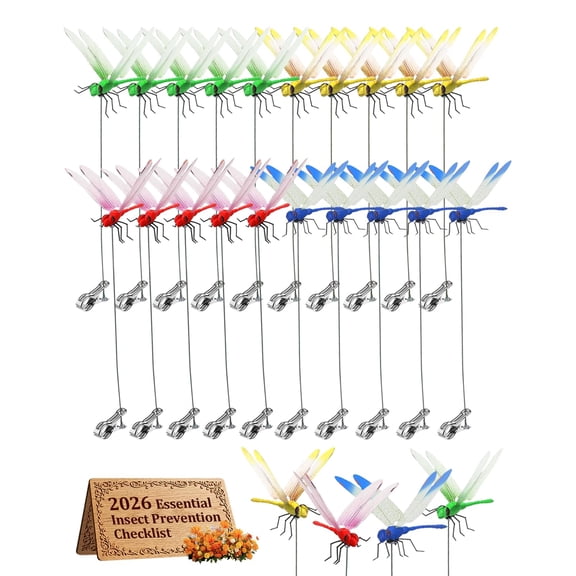 40/20Pcs Dragonfly Dragon Fly Clips for Bugs Repellent Decor 3D Garden Outdoor Flying Butterflies Decorations Fake to Keep Away Metal Bamboo Stakes Decorative Yard Ornaments Hat Golf Moving