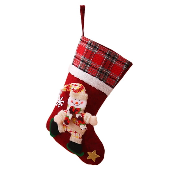 40*24CM Fireplace Hangings Large Plaid Christmas Doll Socks Candy Socks