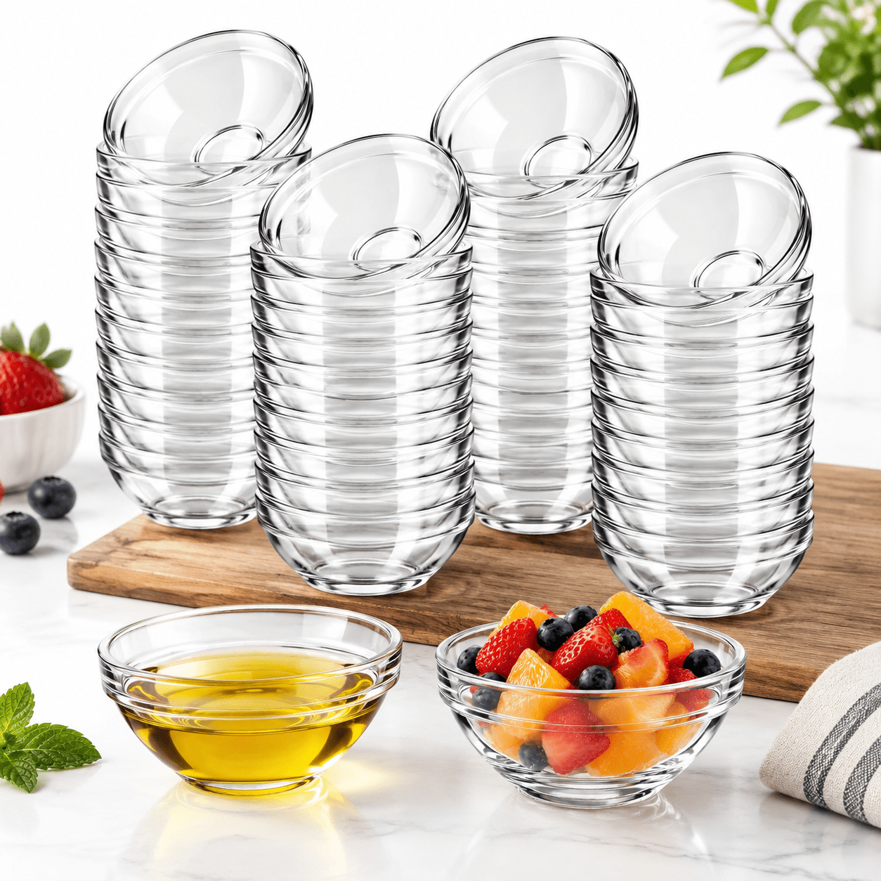 40 3.5 Inch Small Gl4oz Mini Prep Dipping Stackable Sauce & Condiment ...