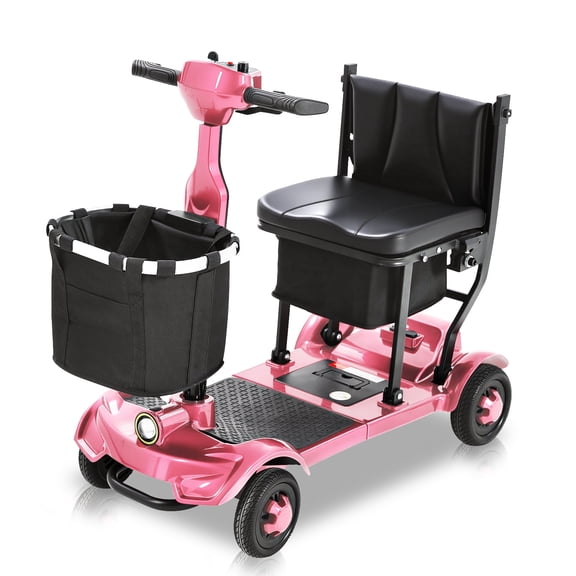 Ecomobi 15 Miles 4 Wheels Mobility Scooter for Adults&Seniors, 350W Electric Powered Wheelchair Device with Extended Battery, Dual Baskets, Rotating Seat, Compact Duty Mobile for Elderly