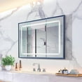 thumbnail image 1 of 40*30 Inch LED Bathroom Beveled Mirror, LED Mirror for Bathroom with 3000-6000K Frontlit & Backlit, Wall Mounted Mirror with 3 Colors Dimmable & Enhanced Anti-Fog, Brushed Framed Mirror with Lights, 1 of 7