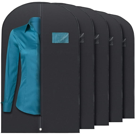 40" Black Garment Bags Suit Bag for Travel & Clothing Storage of Dresses, Shirts, Fur Coats, Jackets & Dance Costumes - Hanging Suit Cover for Men & Women Closet Storage Garment Protector