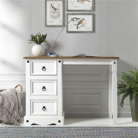 40.35 x 29.61 x 17.13 in. Cottage Series Wood Vanity & Desk, Corona Snow