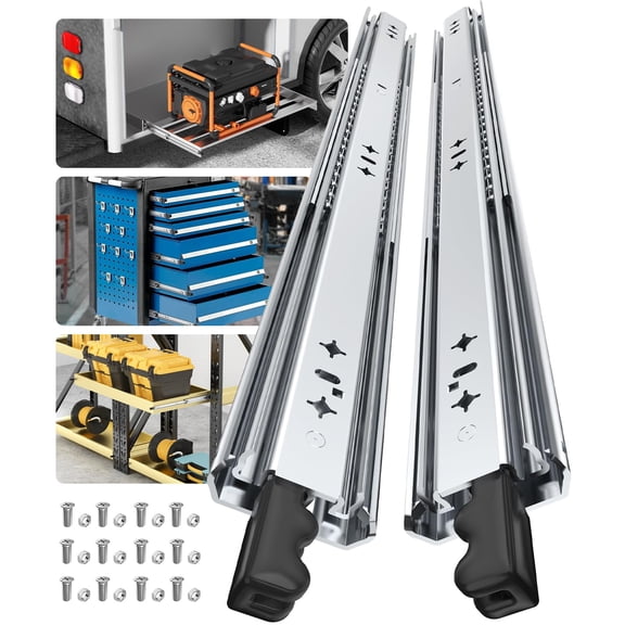 40 36 30 24 20 18 Inch Heavy Duty Locking Drawer Slides 265 lb Load Capacity 1 Pair Full Extension Ball Bearing Drawer Glides Side Mount Rail RV Industrial Tool Box Runner, 36 Inch