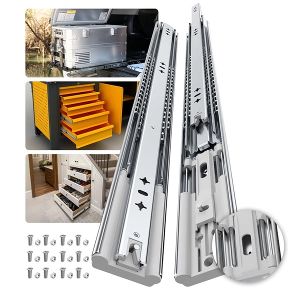 40 36 30 24 20 18 Inch Heavy Duty Locking Drawer Slides 265 lb Load Capacity 1 Pair Full Extension Ball Bearing Drawer Glides Side Mount Rail RV Industrial Tool Box Runner, 36 Inch