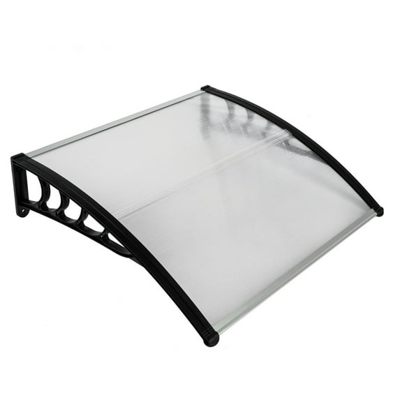 40'' ×38'' Awning for Door Entrance, Window Awnings Exterior, Polycarbonate Cover Aluminum Brackets, UV Rain Snow Proof Canopy for Front Door Patio Outdoor, Clear Board & Black Holder