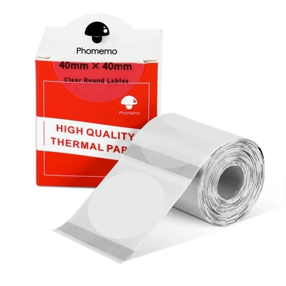 4040Mm Round Transparent Adhesive Thermal Label For Phomemo M110 M200 Printer