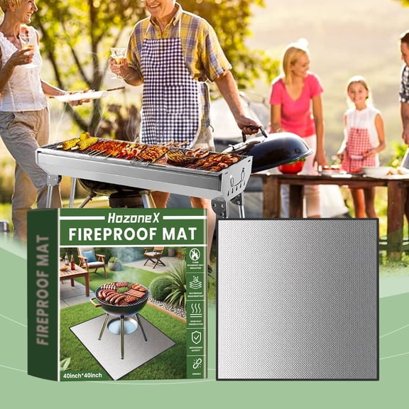 40*40in Outdoor barbecue fire prevention pad. Outdoor lawn terrace barbecue fire prevention pad. Waterproof square protective pad.
