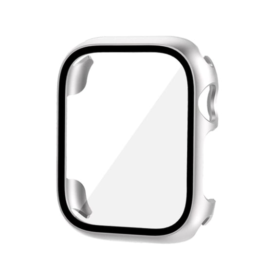 40/41mm Apple Watch Case with Tempered Glass Screen Protector, Hard PC Full Cover, Scratch-Resistant, Multi-Color, For Series 7/8/9(Silver)