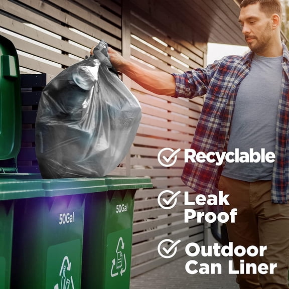 40-42 Gallon Trash Bags, 2.5 Mil Contractor Bags, Heavy Duty Large Trash Can Liners, Recycling Trash Bags, 33 x 48