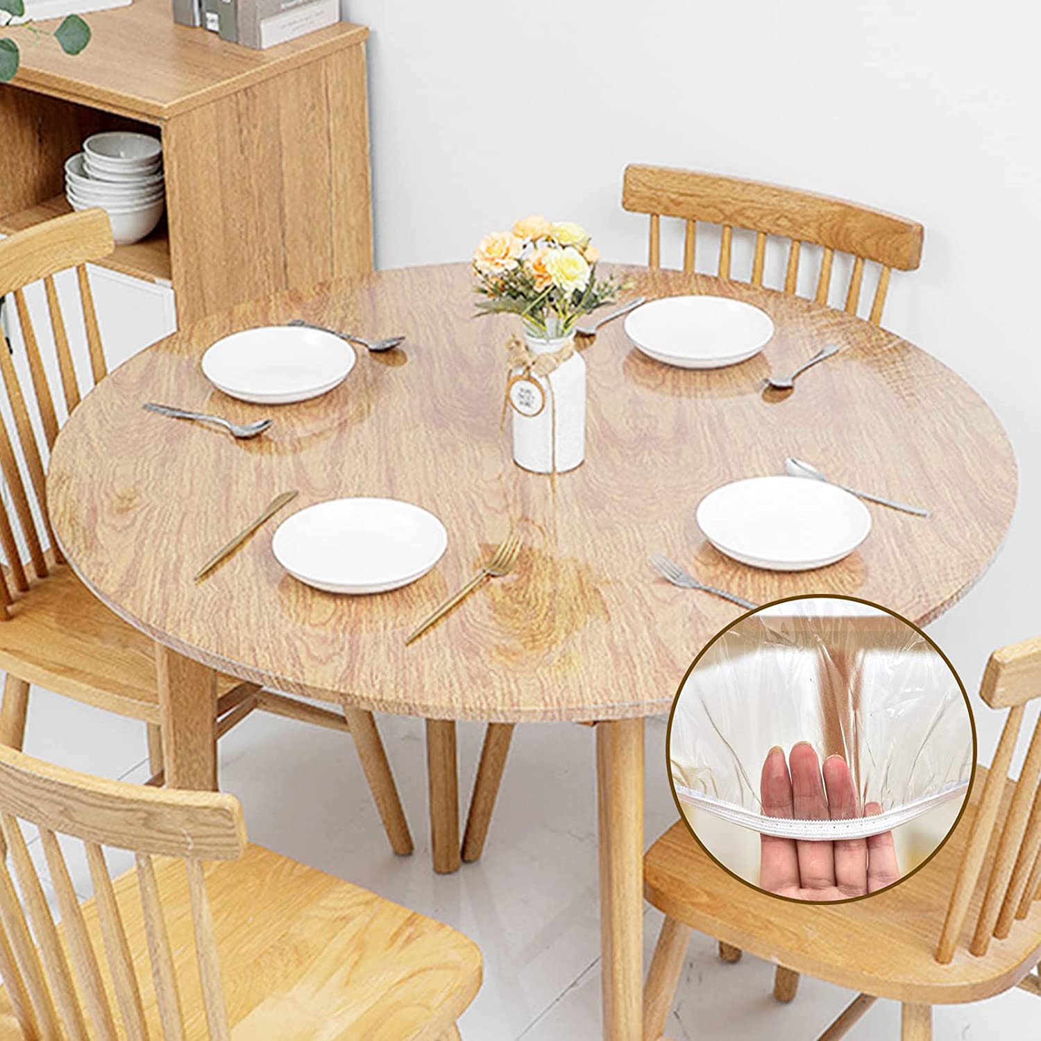 Heritage Vinyl Elastic Table Cover with Fleece Backing in 3 Sizes