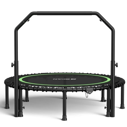 BCAN 550 LBS Foldable Mini Trampoline, 48" Fitness Trampoline with Bungees, Stable & Quiet Exercise Rebounder for Kids/Adults