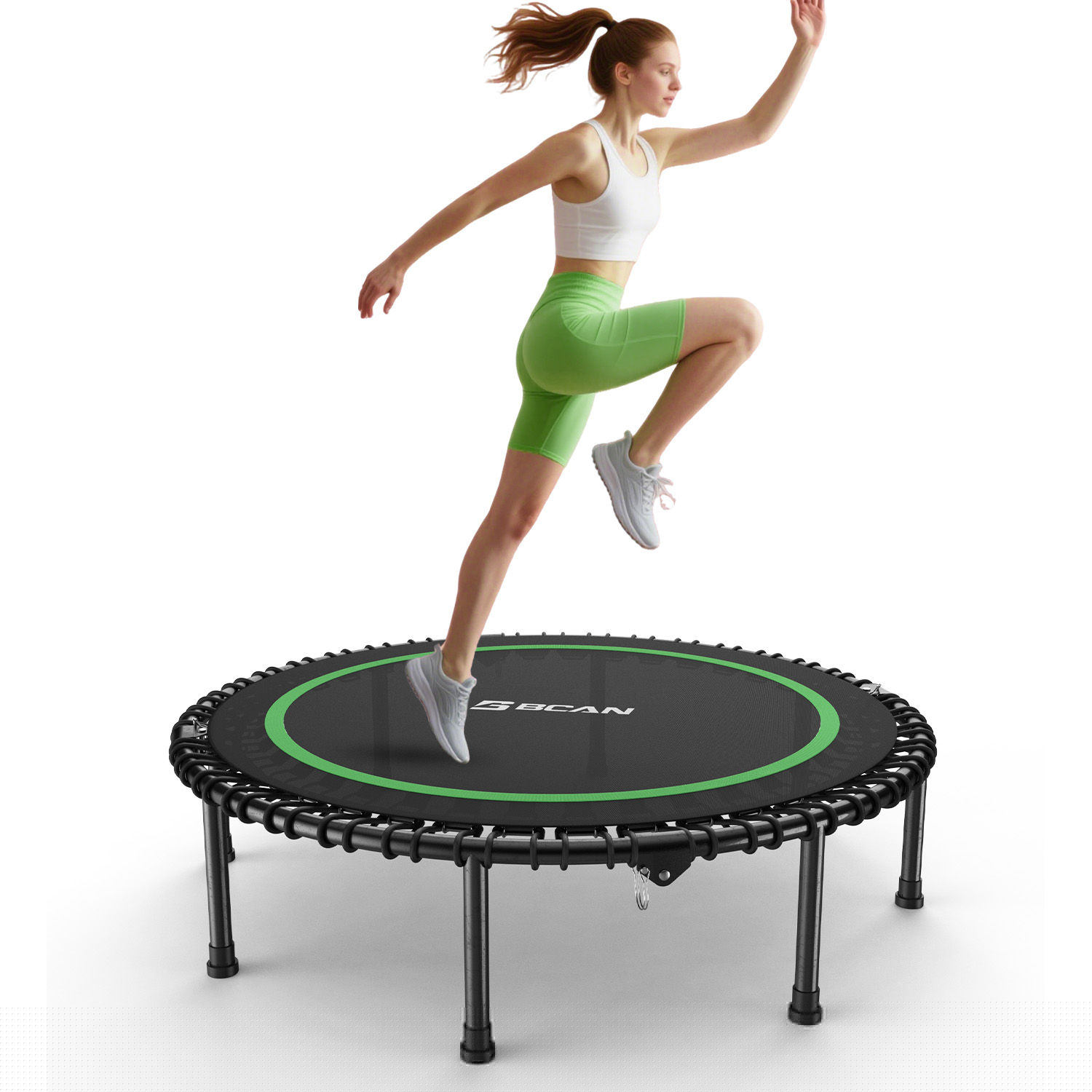 BCAN 40 Fitness Trampoline with Bungees, 450LBS Foldable Mini Trampoline