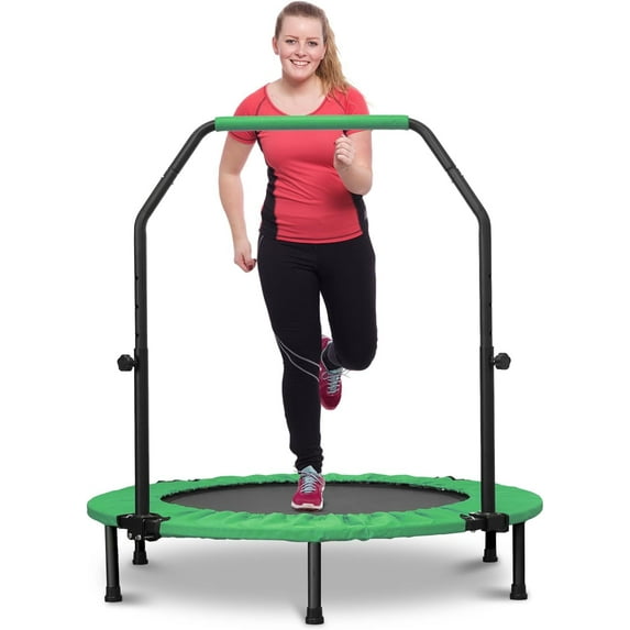 40" 48" Mini Trampoline for Adults and Kids Exercise Rebounder with Adjustable Bar Fitness Trampoline Indoor Max Load 330 440lbs