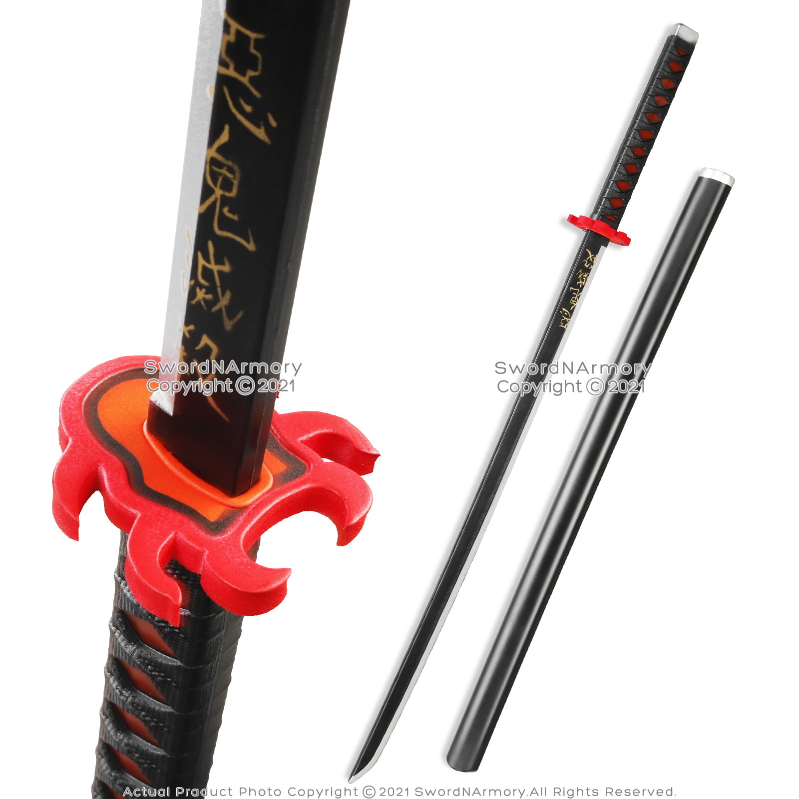 Tanto - Tanjiro Kamado v2 Fire Breath Mini Katana sword - Metal 45cm 