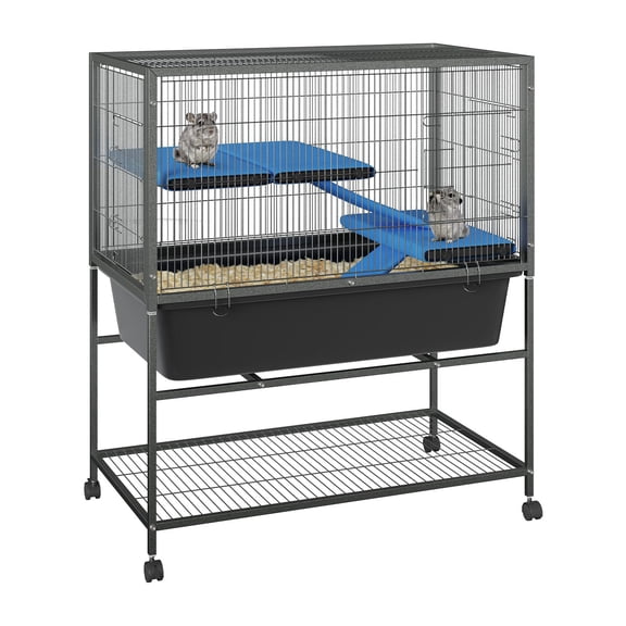 40.5" H Critter Nation Large Ferret Cage, 2-Tier Metal Small Animal Cage with Wheels, Removable Ramps & Platforms for Chinchillas, Rabbits, Guinea Pigs, Sugar Gliders
