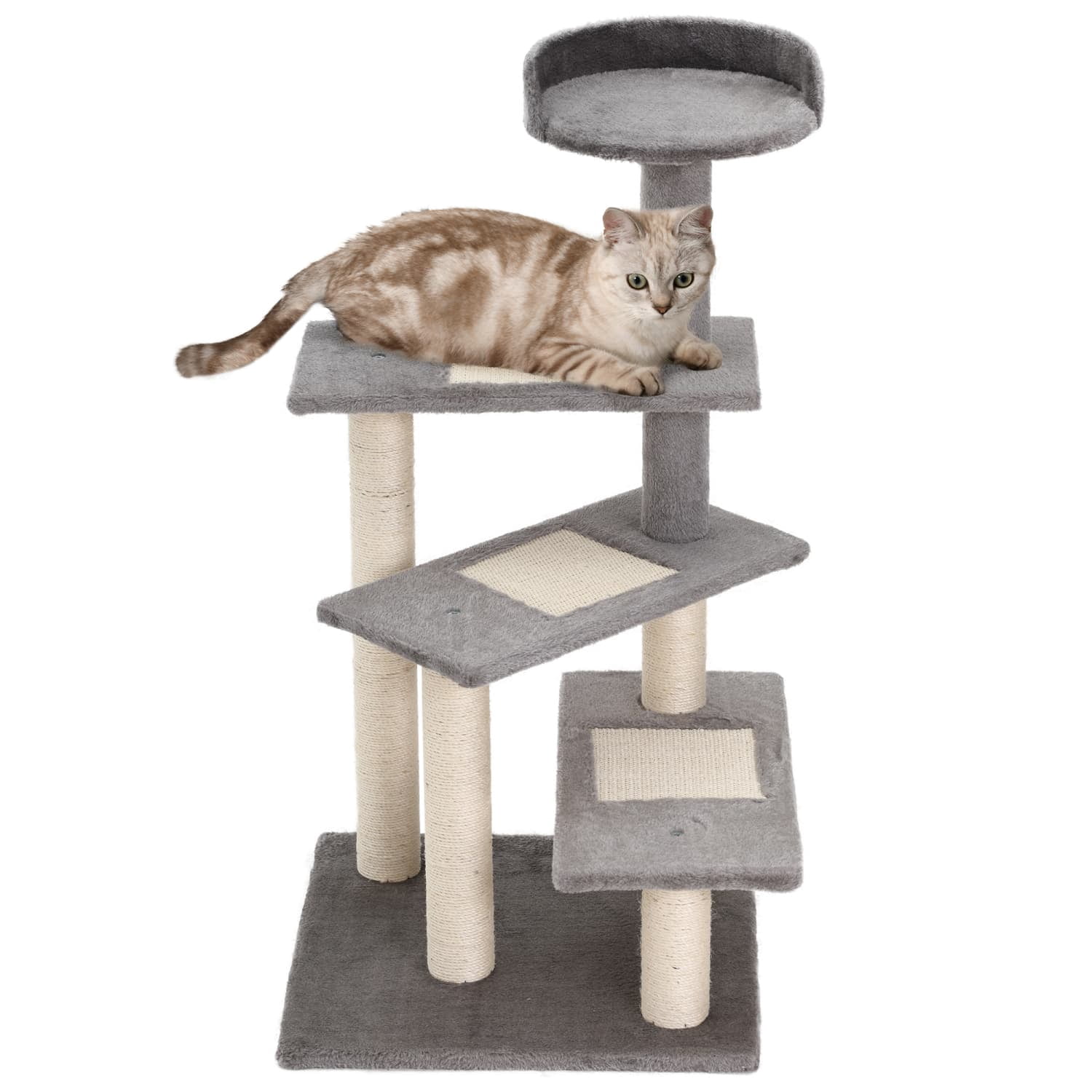 40" 5-Level Revolving Stair Cat Tree, Spiral Climbing Activity Tower with Scratching Surface, Play Center and Resting Perch, Stable Plush Indoor Cat Condo Furniture