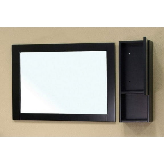 40.5 W x 23.6 H- Inch Mirror Cabinet Solid Wood Frame in Black - Bellaterra Home