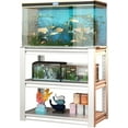 thumbnail image 1 of 40-50 Gallon Fish Tank Stand, Metal Aquarium Stand, Adjustable Heavy Duty Reptile Tank Stand, Adjustable 3-Tier Fish Tank Rack Shelf for Home Office, Tank Not Included, 31.5 "L x 18 "W x 34"H - White, 1 of 6
