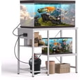thumbnail image 1 of 40-50 Gallon Fish Tank Stand with Power Outlet & LED Light, Metal Aquarium Stand with 3 Tier Adjustable Storage Shelves, 36"*18.5" , White, 1 of 8