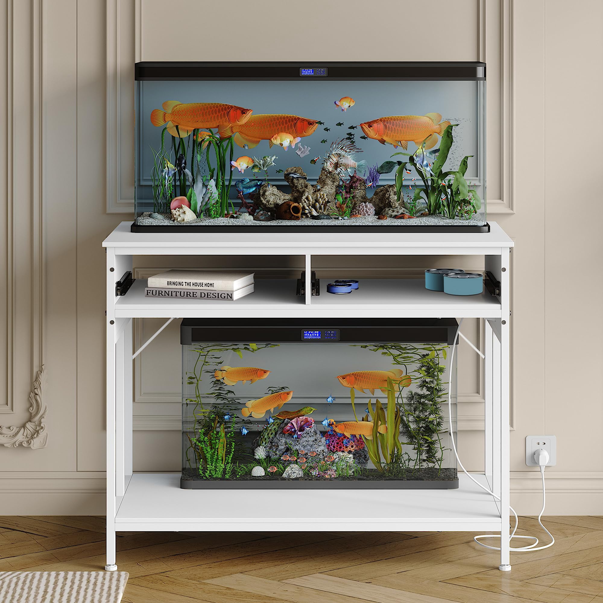 maruco3水槽台③ 60×45×40 Uforic 40-50 Gallon Aquarium Stand with LED Light, Power Outlets
