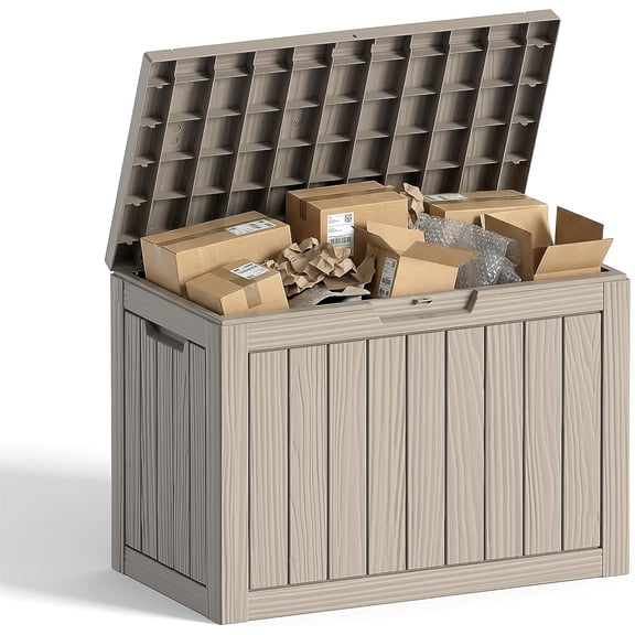 40 -50 Gallon Outdoor Package Delivery Box with Lockable, Waterproof & Weatherproof Secure Parcel Drop Box for Porch, Resin Outside Storage Boxes
