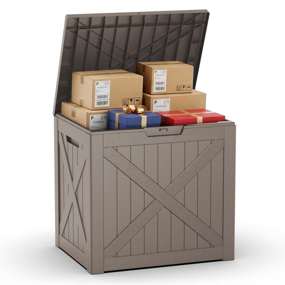 40 -50 Gallon Outdoor Package Delivery Box with Lockable, Waterproof & Weatherproof Secure Parcel Drop Box for Porch, Resin Outside Storage Boxes