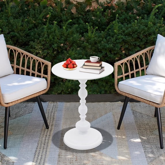 40*52cm White End Side Table Round Side Table Floor Standing Iron for Living Room