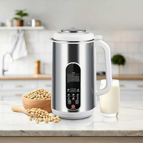 40.58oz Stainless Steel Soy Milk Maker - Multifunctional Nut, Milk, Juice Blender with Automatic Cleaning and 24-Hour Timer