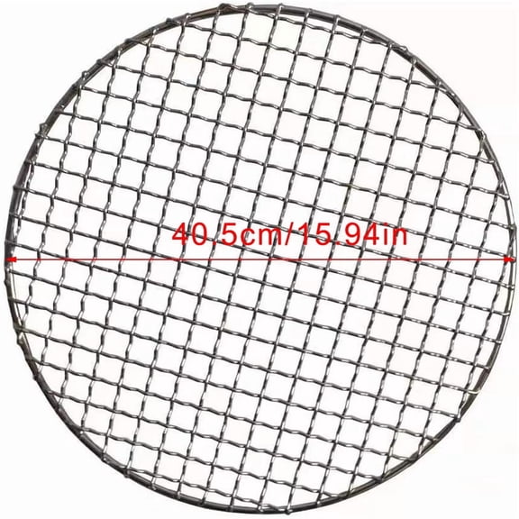 40.5cm Stainless Steel Round Grill Net, Thickened Mesh Rack, Barbecue Grill Net, Grid Grate Steam Net