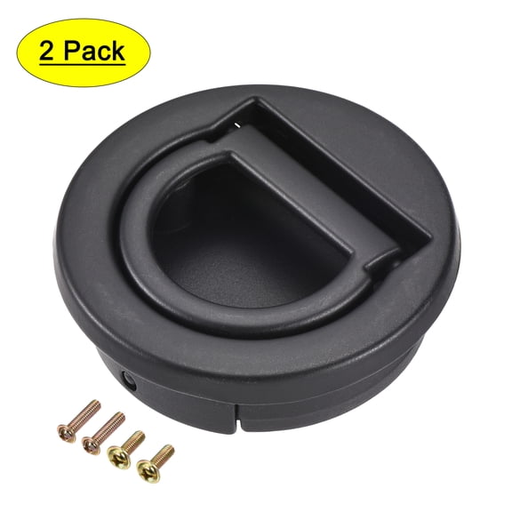 40.5x11mm Flush Pull Ring Handle Zinc Alloy Black 2 Pack