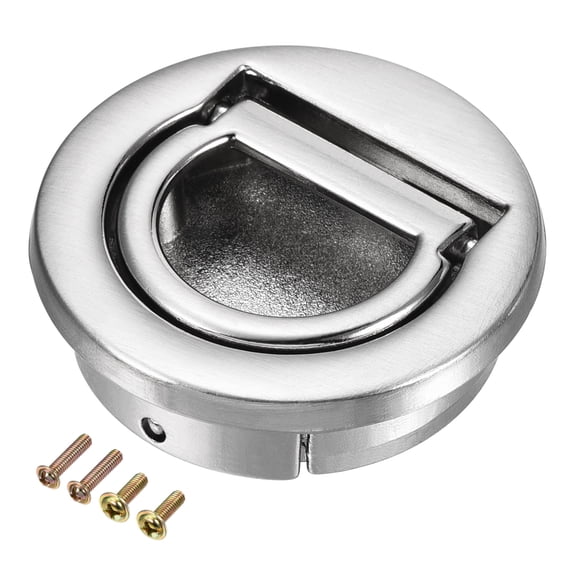 40.5x11mm Flush Pull Ring Handle Zinc Alloy Brushed Silver Tone