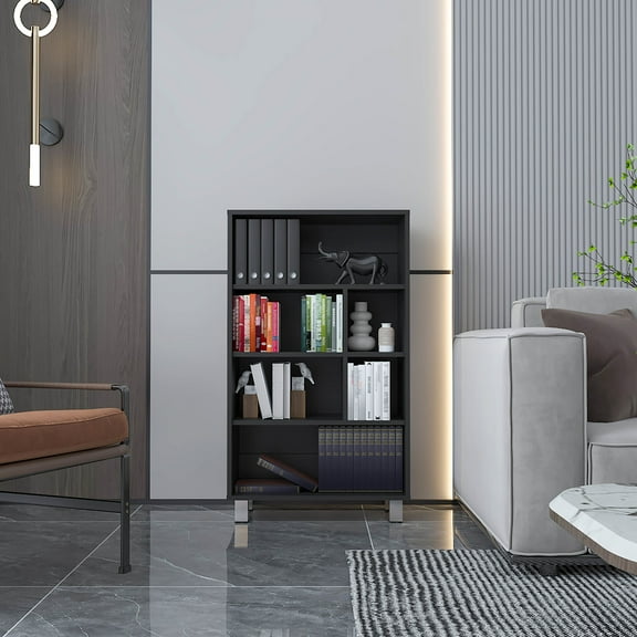 40.6" H Bookcase With 6 Shelves, Black - Enhances Aesthetics Of Your Space 6-shelf In Fits Harmoniously Living Area