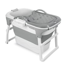 40.6 Inch Portable Folding Bathtub with Ergonomic Seat & Massage Roller - Large Collapsible Tub for Adults, Freestanding Soaking Spa, Effortless Storage