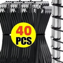 40/60/100 Pcs Black Stainless Steel Cable Ties, Metal Self-Locking Fasteners, Black Heavy-Duty Cable Ties