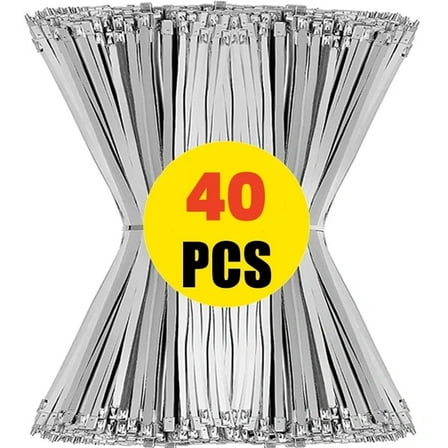 40/60/100Pcs Stainless Steel Cable Ties Metal Zip Ties Strap for Exhaust Wrap Multi-Purpose Heavy Duty Self-locking Fastening Ring