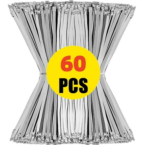 40/60/100Pcs Stainless Steel Cable Ties Metal Zip Ties Strap for Exhaust Wrap Multi-Purpose Heavy Duty Self-locking Fastening Ring